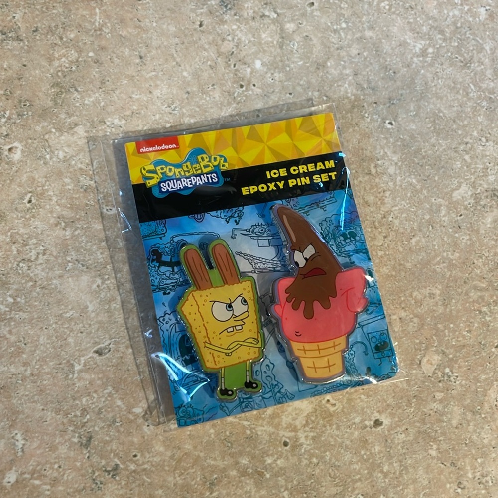SpongeBob and Patrick Fry Cook Games Ice Cream Epoxy Pin Set